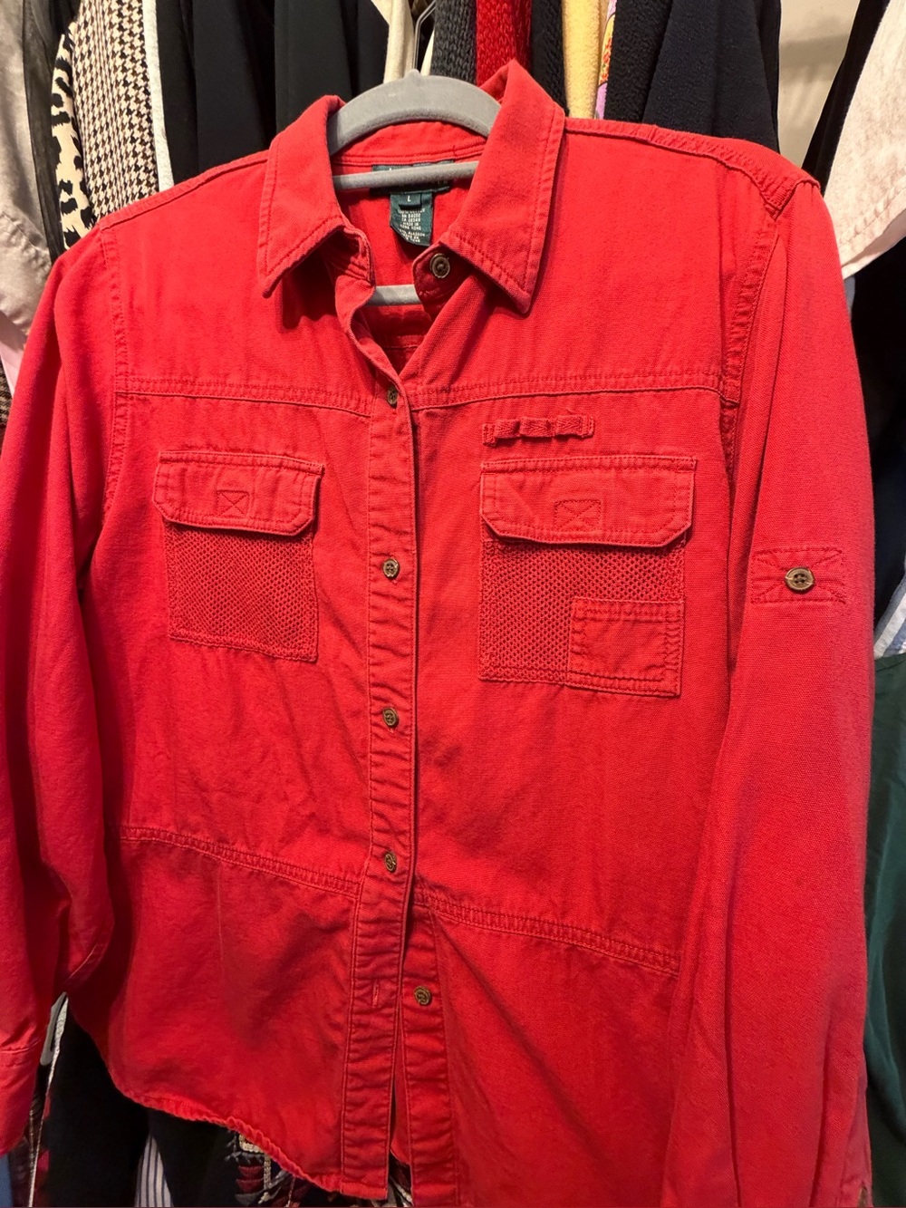 Ralph Lauren Red Casual Button-Down Utility Shirt